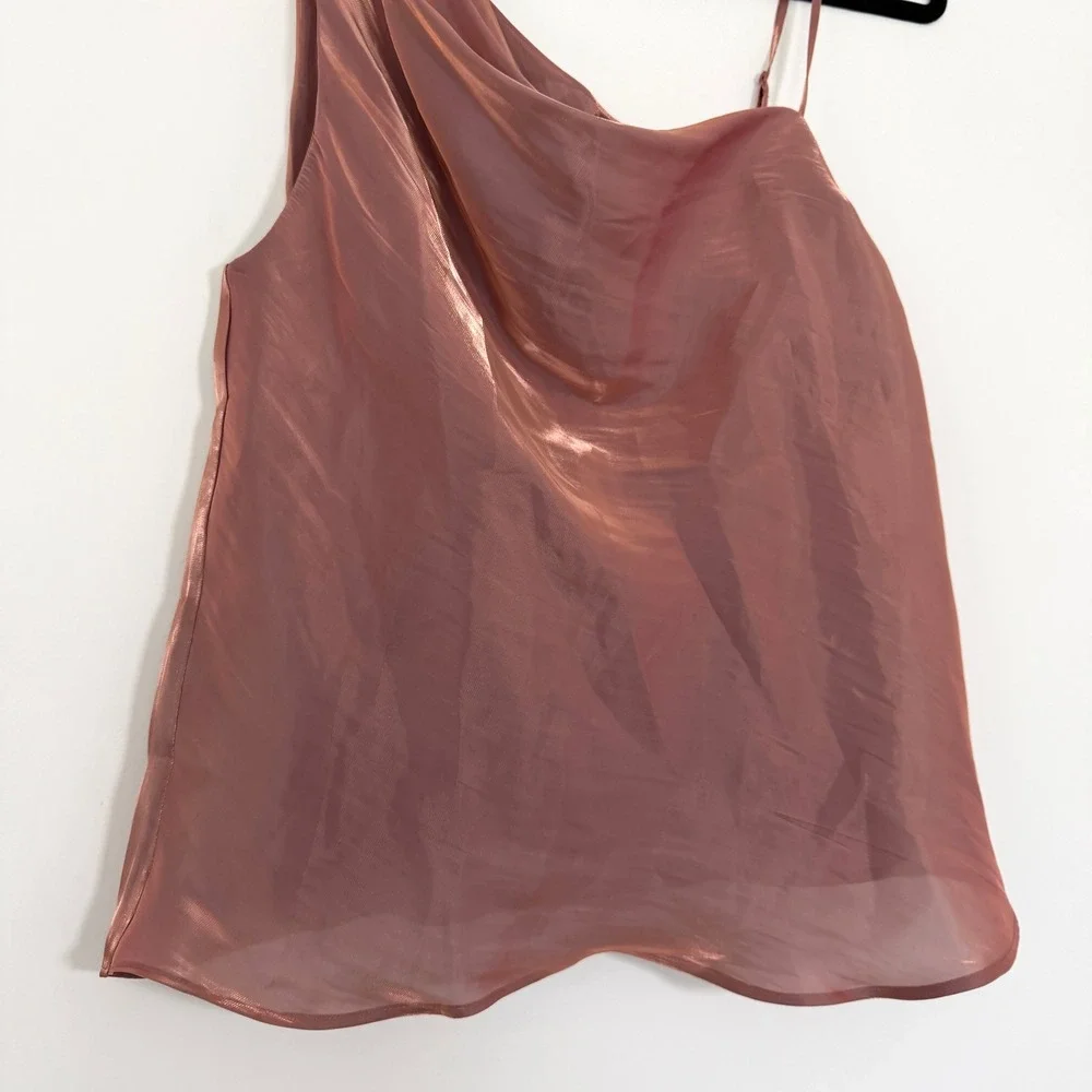 Free People Shimmy Shimmy Mauve Pink Metallic One-Shoulder Top Women's Medium